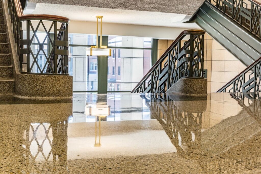 Midwest Floor Restore can assist with marble maintenance and Indiana Floor Restoration image shows marble floor