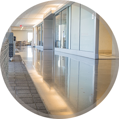 MIdwest Floor Restore assists in concrete maintenance with Indiana Floor Restoration services image shows shiny concrete floor