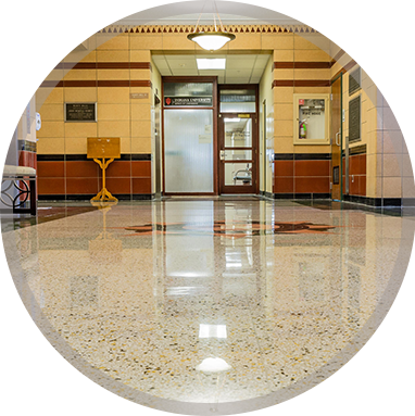 Midwest Floor Restore can assist with marble maintenance and Indiana Floor Restoration image shows terrazzo marble floor
