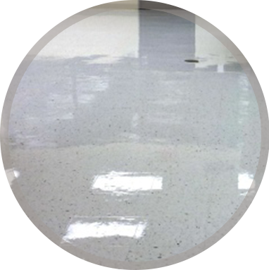 Midwest Floor Restore offers vinyl composite floor maintenance and Indiana Floor Restoration image shows shiny gray floor
