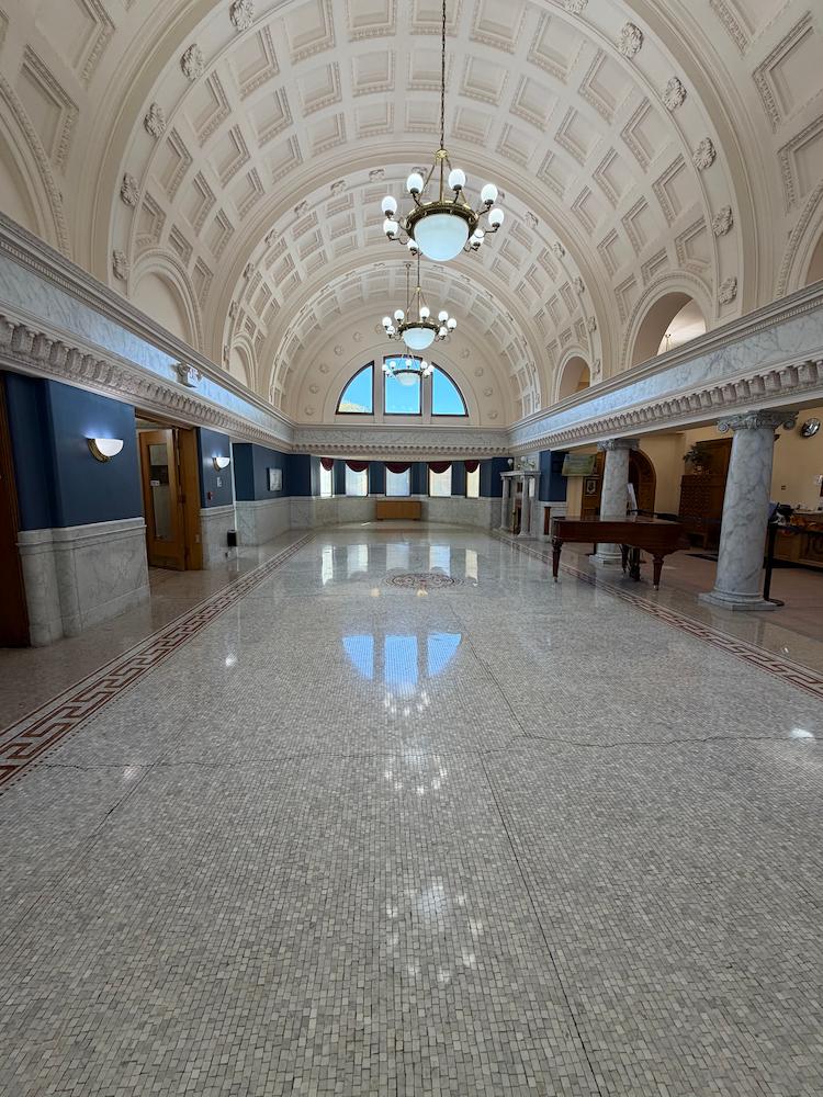 restored marble floor of lobby