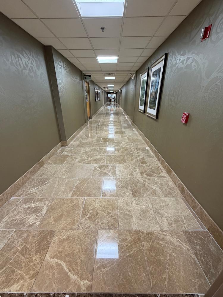 restored marble floor in hallway