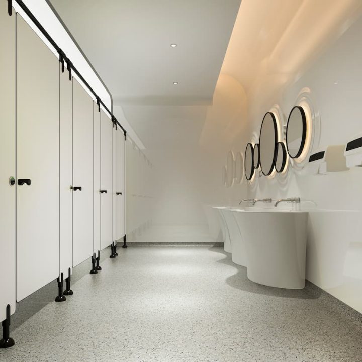 Receive expert Indiana Terrazzo Floor Cleaning from Midwest Floor Restore image shows bathroom floor