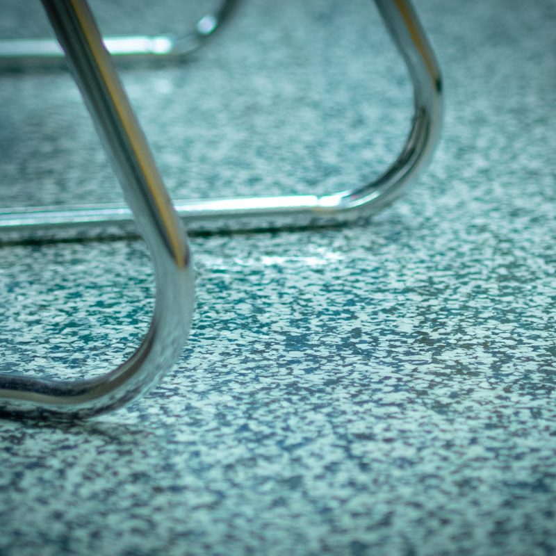 Limit the need for maintenance and Indiana Floor Restoration with resinous flooring image shows light blue floor